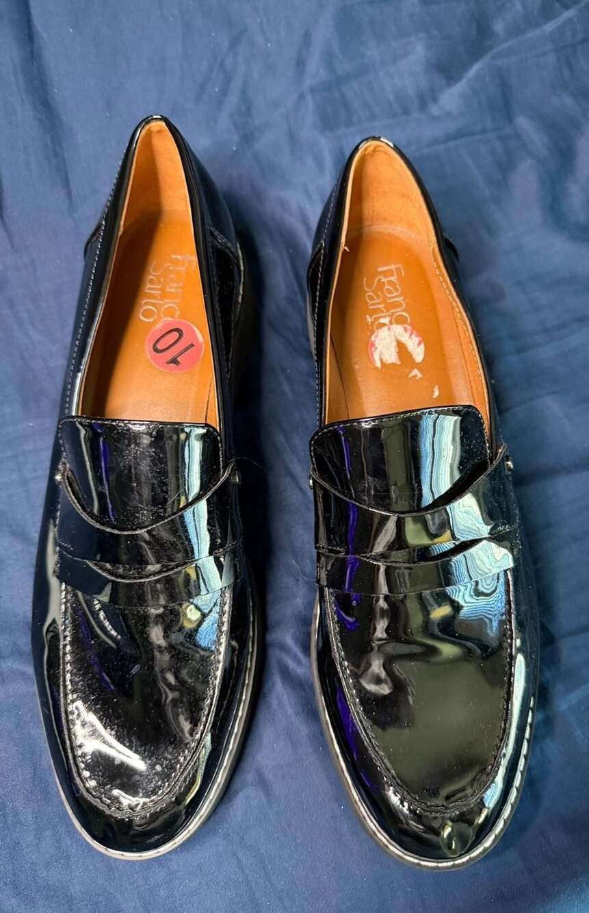 Franco Sarto Black Patent Maude Penny Loafers Size 10M